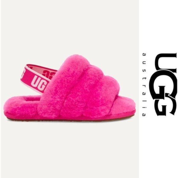 Ugg | Pink Toddlers' Fluff Yeah Slides | Size 8 - Picture 1 of 8